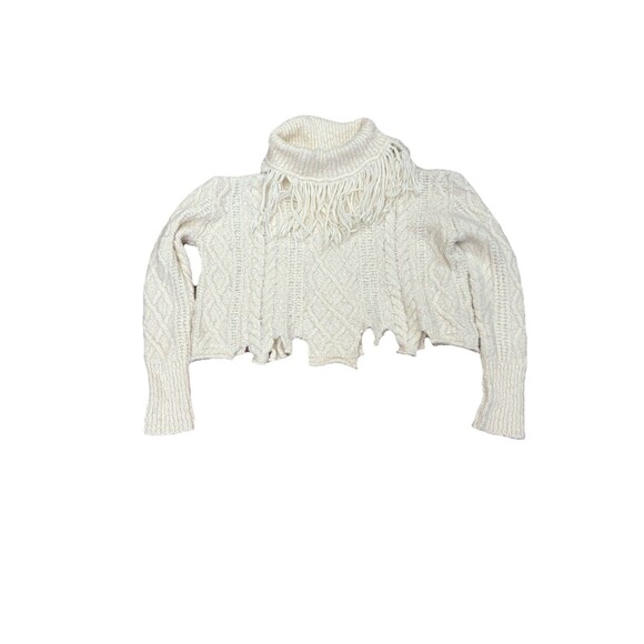 Philosophy Di Lorenzo Serafini Women's Off The Shoulder Fringe Sweater CreamSM